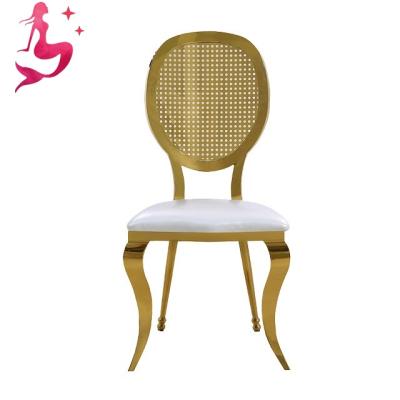 China Modern Luxury Gold Stainless Steel Hotel Event Chairs Wedding For Party Events With Metal Carving Back for sale