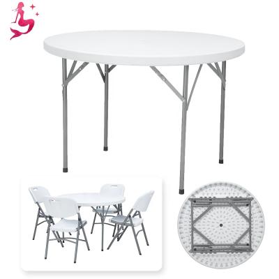 China Contemporary Outdoor Furniture High Quality Plastic Hotel Wedding Round Banquet Dining Folding 1.8M HDPE 55inch Table for sale