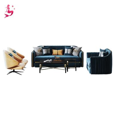 China 2021 Modular Modern Sectional Blue Velvet Sofa Set Home Furniture Couch Living Room Sofas for sale