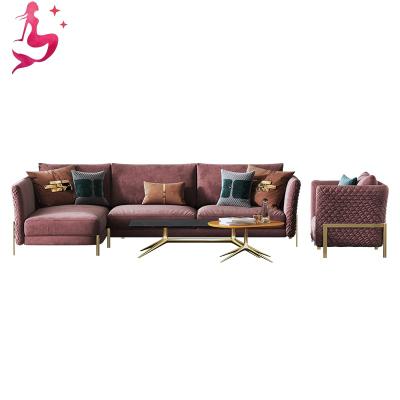 China 2021 hot sale fashion design living room modular L shaped sofa luxury modern velvet sofas for sale