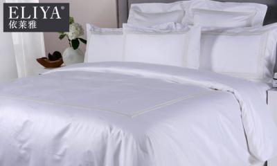 China 100% Cotton Luxury Hotel White Sateen Bed Linen Bedding Sheet  Sets With Good Craftwork for sale