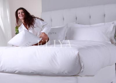 China White Embroidery Luxury Hotel Bed Linen Europe Style with Bed Sheets , Duvet Covers , Pillowcase for sale