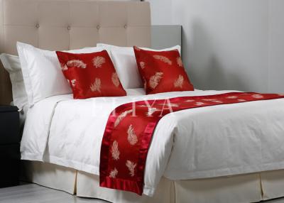 China Luxe 100% van het Katoenen Bed Linens Jacquard het Witte Hotel voor de vijfsterrenreeks van het Hotelbeddegoed Te koop