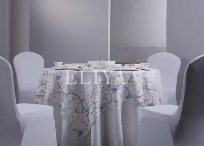 China 160 * 200 Embroidery Design Round Hotel Table Cloth , Restaurant Table Cloths for sale