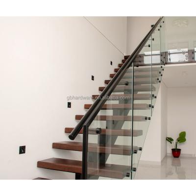 China GAOBO Modern Indoor Straight Flight Staircase Laminated Stringer Staircase Single Customized High Quality Glass Oak Treads for sale