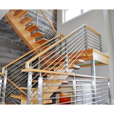 China Newest GAOBO Modern Design Indoor Staircase Customization Colors Thickened Pedal U Type Keel Solid Wood Mono Stringer Staircase for sale