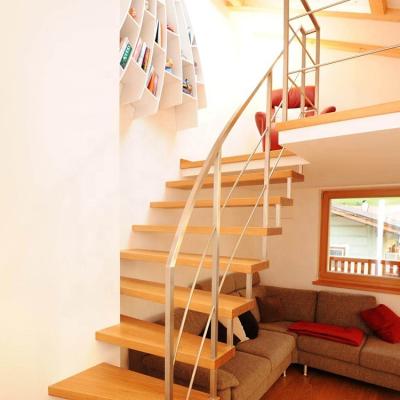 China Modern Prefab Steel Rooms Floating Staircase Design Metal Stringer Beam Straight Staircase Mini Staircase Cantilever Space for sale