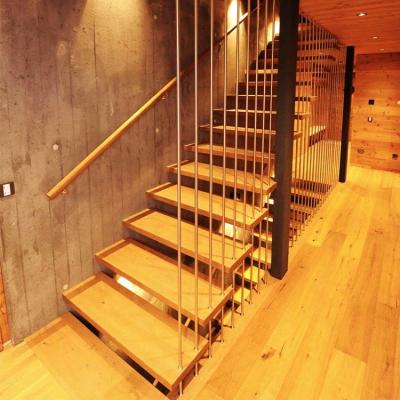 China Gobo Spine Modern Luxury Steel Stair Center Renovation Open Floating Riser Rail System Smart Design Open Floating Tread for sale