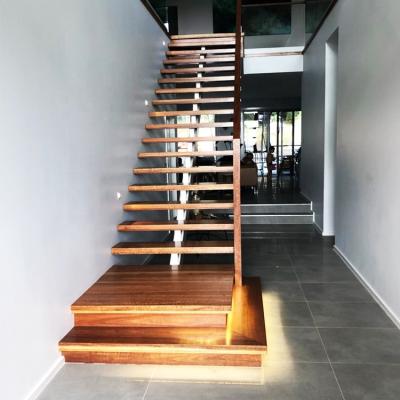 China Gaobo Spine Staircase Modern Steel Indoor Straight Staircase Design Smart Light Tread Beam Kit Floating Staircase for sale