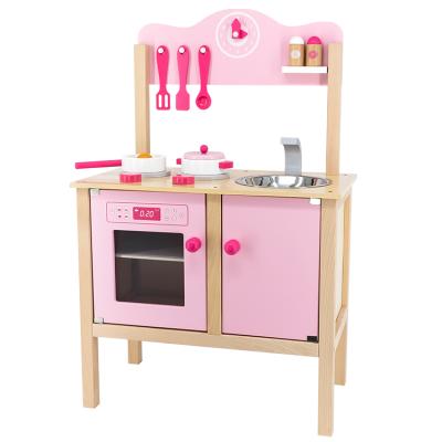 China New Eco-friendly Material Design Hot Children Pretend Play Macaron Girls Cute Wooden Kitchen Set Toy For Kids for sale