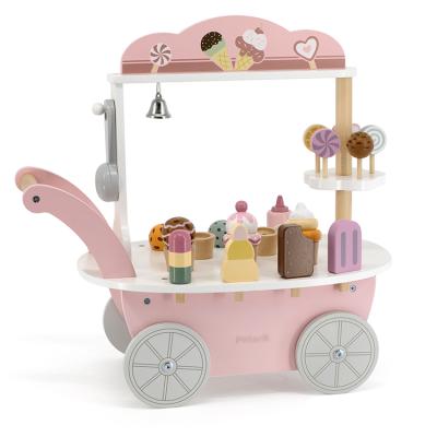 China Educational Wooden Toy Ice Cream Shopping Cart Children Eco-friendly Material Funny Kitchen Simulation Pretend Play Toys for sale