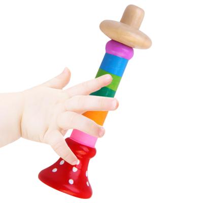 China Durable design high quality montessori rainbow toys baby wooden trumpet with competitive price for sale