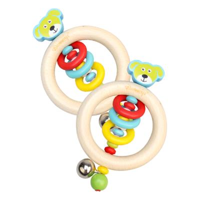 China New Fashion Eco-friendly Educational Bell Rattle Baby Toys Wooden Teether Ring Musical Toy with Competitive Price for sale