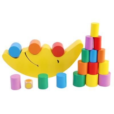 China Blue Moon Wooden Balance Toys Eco-friendly Material Early Educational Children Kids Stacking Blocks For Kids for sale