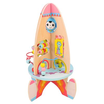 China Promotional Eco-friendly/Environmental/Healthy Multifunctional Educational Funny Wooden Rocket Shaped Bead Toy for sale