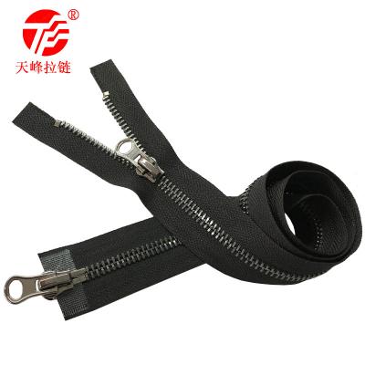 China Auto Lock Metal Through Garment Accessories Dark Zipper #8 Gun Metal Pull Gun Nickel Customization Private Zipper Manufacturers for sale