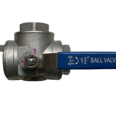 China General Port NPT BSPT Thread Stainless Steel 304 316 T Three Way Ball Valve for sale