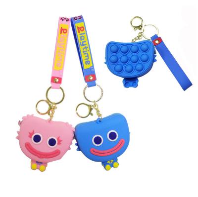 China Viable fidgety person cartoon stress reliever toys jump fidgety sensory wraps shoulder sling Mini Bag Silicone Coin Purses for sale