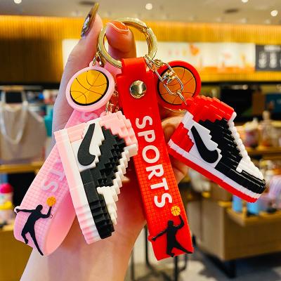 China Creative 3D Cartoon 3D Basketball Shoe Keychain Silica Gel Mini Sneakers AJ Llaveros Shoes Ornament Metal Handbag Rubber Key Chains for sale