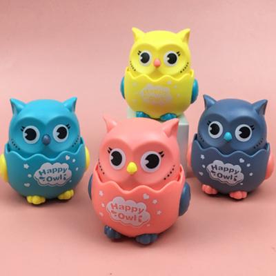 China Hot Selling Cute ABS Material Eco-friendly Owl Toy Car Cartoon Pressing Manual Material Kids Gifts Diecast Toy Vehicles for sale