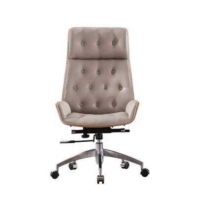 China (Height) 2022 Adjustable Latest New Modern Executive Office Luxury Leather Ergonomic Chair With Gold Leg For Junior Manager for sale