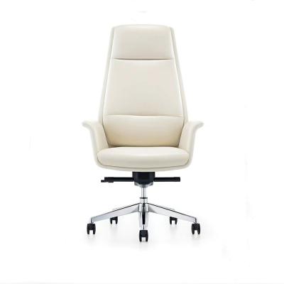 China Cow Rotation Genuine Leather Latest New Luxury Executive Office Chair With Aluminum Base For CEO Use for sale