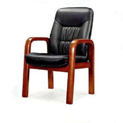 China Factory Direct Selling Comfortable Modern Visitor Wood Leather Conference Chair With Armrests for sale