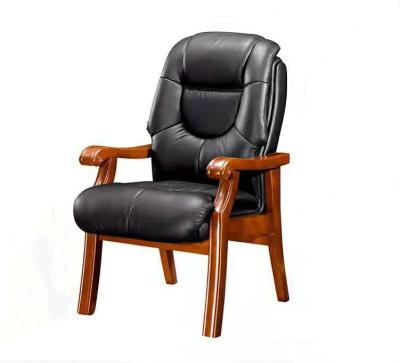 China Factory Direct Sales New Office Visitor Conference Wooden Leather High End Chair for sale