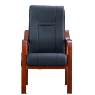 China 2021 high quality factory direct sale wooden meeting leather chair with armrests for sale