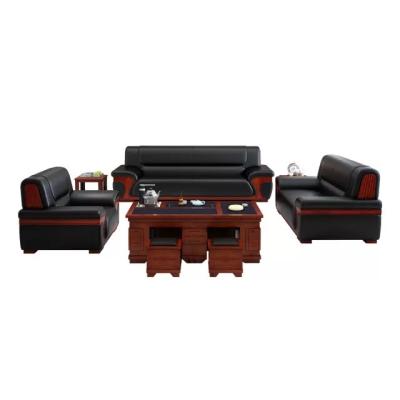 China High quality customized china mid century black faux leather office sofa reception desk for sale