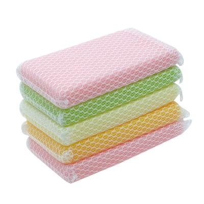 China Sustainable Kitchen Scrub Sponge Multicolor Polyester Cleaning Foam Mesh Sustainable 1000sets 15*8*2CM Daily 5pcs/set Scope Free for sale