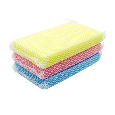 China Sustainable Household Cleaning Universal Polyester Net Sponge Scrubber Pad for sale