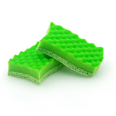 China Viable Wholesale Pure Green Kitchen Cleaning Coating Sponge for sale