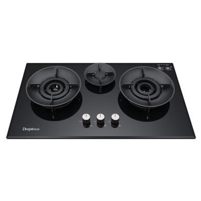 China Hotel Wholesale 3 Burner Tempered Glass Gas Stove Kitchen Gas Stove for sale