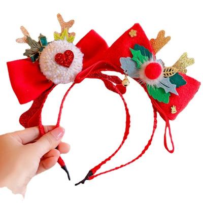 China Beautiful Fashion Christmas Antlers Hair Bow Christmas Hair Accessories Hairhoop For Kids Girl Decorations for sale