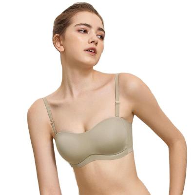 China Removable Wire Free Sustainable Underwear Anti-slip Gathering One-piece Bra No Rim Bra Women Lady End-skin Non-Trace Underwear for sale