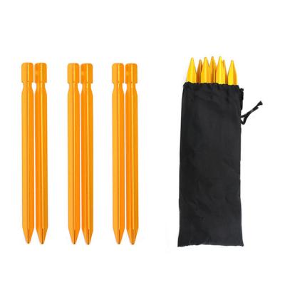 China Outdoor Camping Hiking 18 Cm Wholesale Outdoor Camping Steel Aluminum Alloy Displacement Durable Three-edged Stakes For Tents Nail for sale