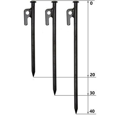 China Portable High Strength Steel Tent Pegs Stakes Tent Nail Black Steel Camping Stakes Pegs Heavy Duty Ground Nail for sale