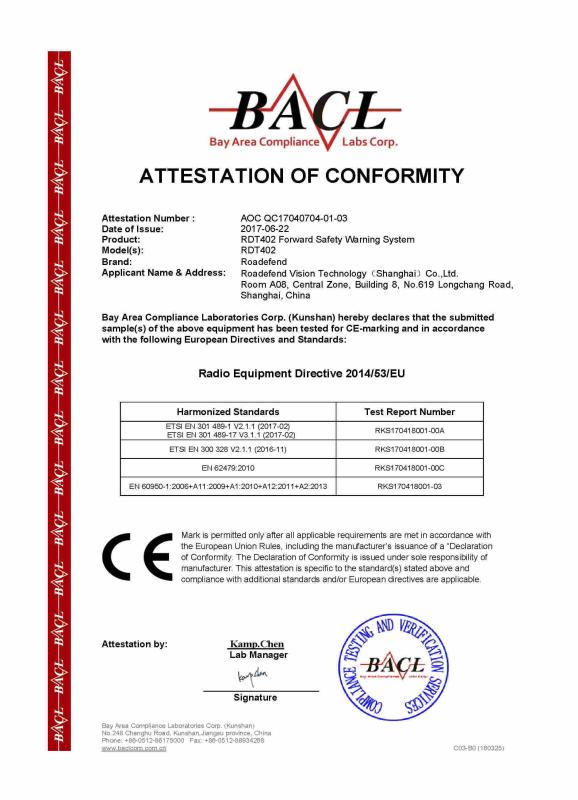 CE - Roadefend Vision Technology (Shanghai) Co., Ltd.