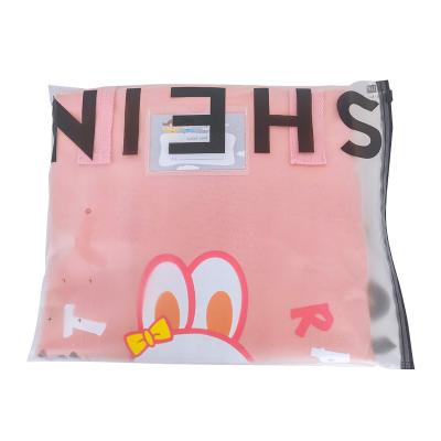 China Security Customized Logo Printed Plastic Packaging T-shirt Clothes Packing Slider Zipper Lock Apparel Zipper Pouch for sale