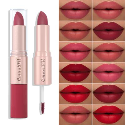 China CmaaDu Matte Lip Gloss Velvety Ready Double Head Waterproof Lip Sticks Make Up Korean Cosmetic Moq 2 In 1 Lipstick And Lip Gloss for sale