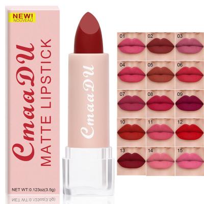 China CmaaDu 15 Color Silk Pearl Matte Nude Lips Lip Sticks Waterproof Cream Finish Prime Lipstick Waterproof Lasting Pencil Velvet Creamy Makeup for sale