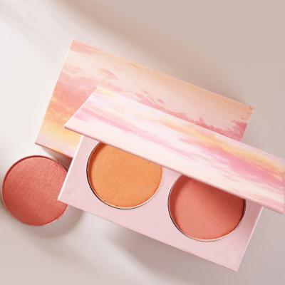 China DIY Waterproof Hot Custom Logo 2 Color Blush Palette Women Beauty Products Best Gift Pink Rose Face Cheek Blusher Wholesale Blushes Makeup for sale