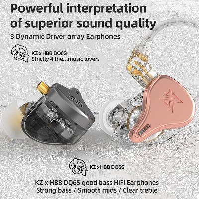 China Professional Bass HiFi Earphones Dual Magnetic Drivers Super Dynamic In-ear Loud Bass In-Ear Wired Dropshipping KZ x HBB DQ6s for sale