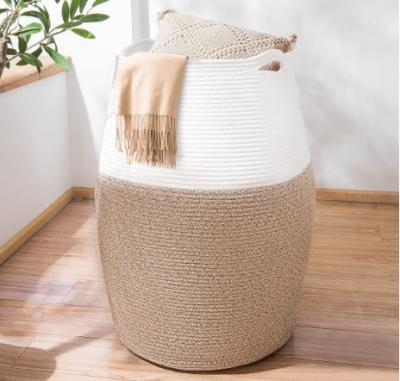 China Wholesale Folding Rope Woven Laundry Basket Stored Storage Basket Cotton for sale