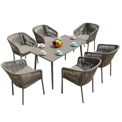 China Modern Casual Outdoor Wicker Furniture Set Rattan Table And Chairs for sale