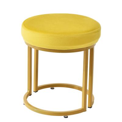 China (Other) Adjustable Modern Creative Round Velvet Cushioned Gold Makeup Low Stool for sale