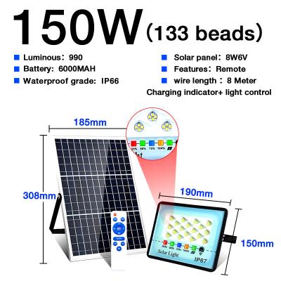 China Tennis Court Ip66 300W 500W 600W 800W 1000W 1600W Large Power Solar Panels High Efficiency Power Lightweight Rechargeable Outdoor Solar Led Floodlight for sale