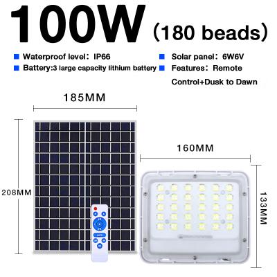 China Solar Panels SMD IP65 Lightweight Cost Effective Remote Control Outdoor Waterproof 100w Solar Led Flood Light for sale