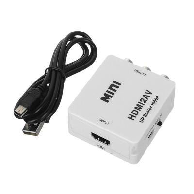 China 1080P HDMI Mini VGA to RCA AV Converter with 3.5mm VGA 2AV CVBS Audio A2H Converter for sale